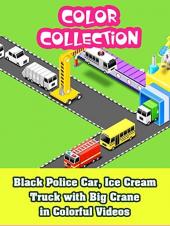Ver Pelicula Coche de policía negro, camión de helados con grúa grande en videos coloridos Online