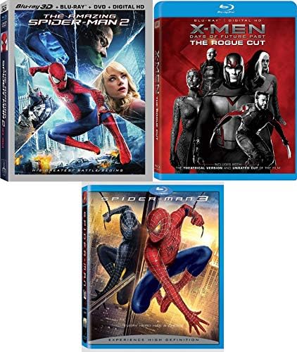 Pelicula Cada héroe tiene una opción Paquete de películas de Super Marvel Días del futuro X-Men Rogue Cut + The Amazing Spider-Man 2 Blu Ray & amp; 3D / Original Webslinger Peter Parker VS Sandman Juego de 3 películas de triple característica Online