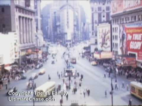 1945 Vintage color film from Times Square New York