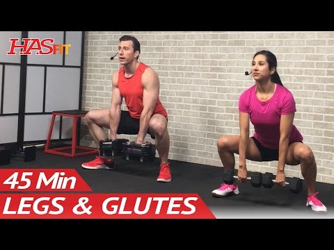 45 Min Butt and Legs Workout for Women & Men - Home Leg, Glutes, Butt and Thigh Workout w/ Dumbbells