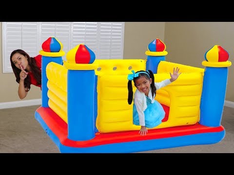 Emma Pretend Play w/ Giant Inflatable Castle BOUNCER Jumping Kids Toy
