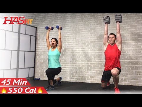 45 Min Total Body Strength Workout for Women & Men - Home Weight Training Full Body Dumbbell Workout