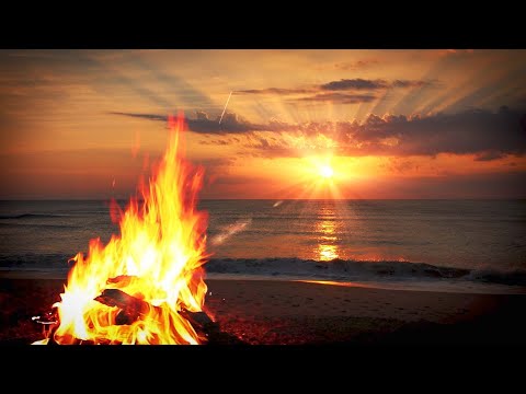 Campfire & Ocean Waves White Noise | Relax, Focus or Sleep Better | 10 Hours