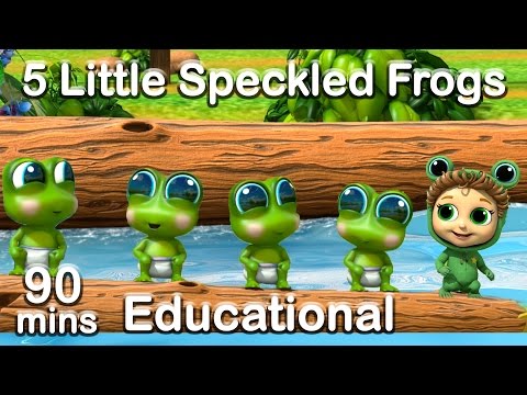 5 Little Speckled Frogs + 90 min Nursery Rhymes Compilation (Learn Counting and Colors)