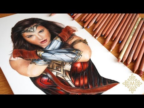 Drawing WonderWoman in Color Pencil Timelapse – Justice league, DC Universe