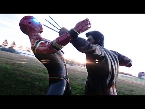 IRON SPIDER-MAN FIGHTS WOLVERINE vs CYCLOPS & JAX (IRON SPIDER FROM AVENGERS INFINITY WAR)