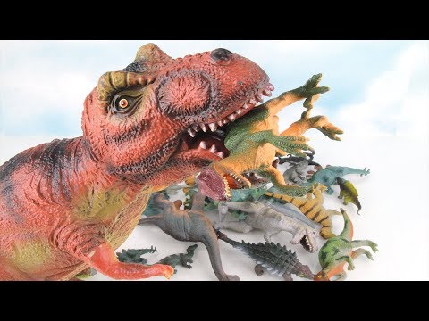 T-Rex Eat Dinosaurs. Learn Names of Dinosaurs For Kids. Fun Jurassic World Dinosaur Toys. 공룡 장난감