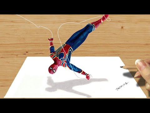 3D Colored Pencil Drawing of Spider-Man in Avengers: Infinity War Speed Draw | Jasmina Susak